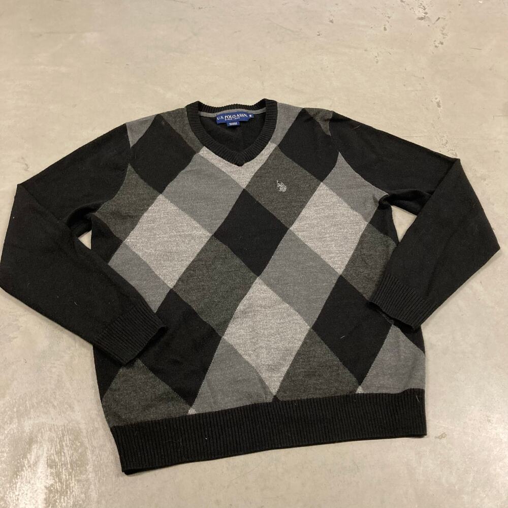 vintage y2k u.s. polo assn patterned sweater
